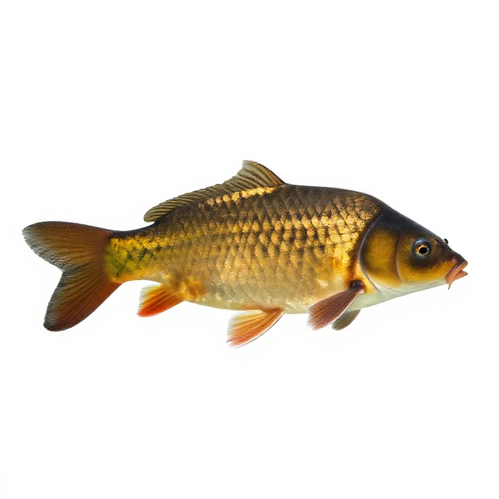 Domestic carp isolated on a white background