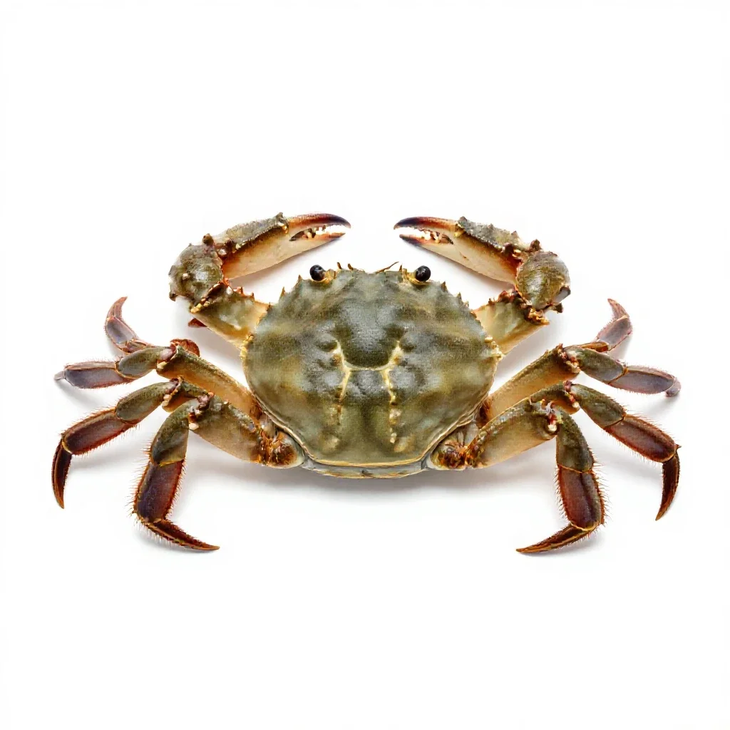 Hard-shell crab isolated on a white background