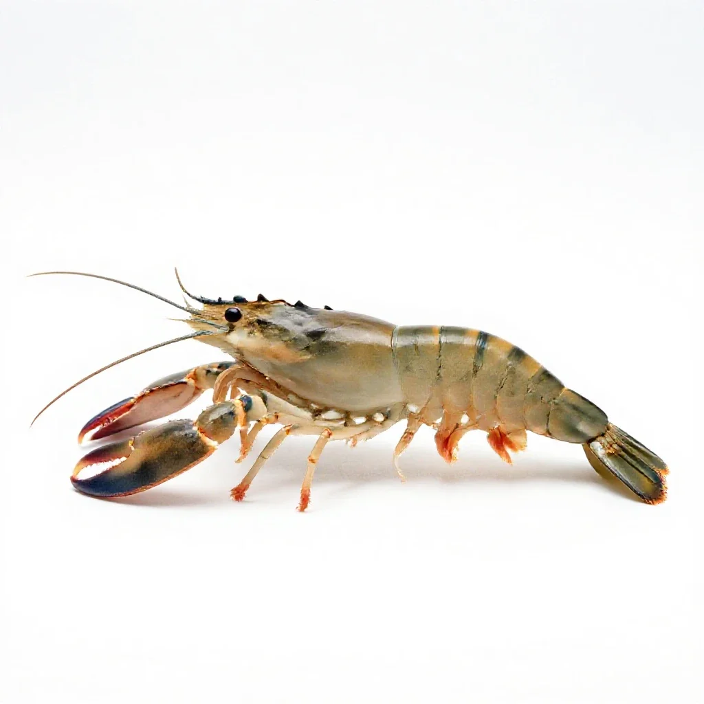 Long-clawed prawn isolated on a white background