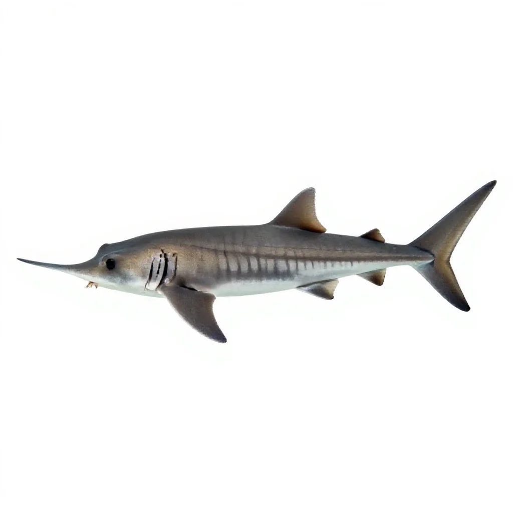 Smalltooth sawfish isolated on a white background