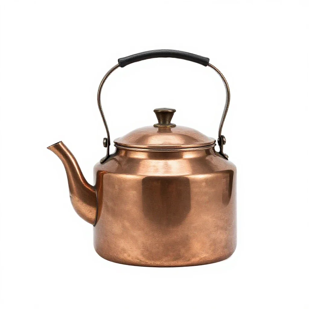 Copper kettle with patina isolated on a white background