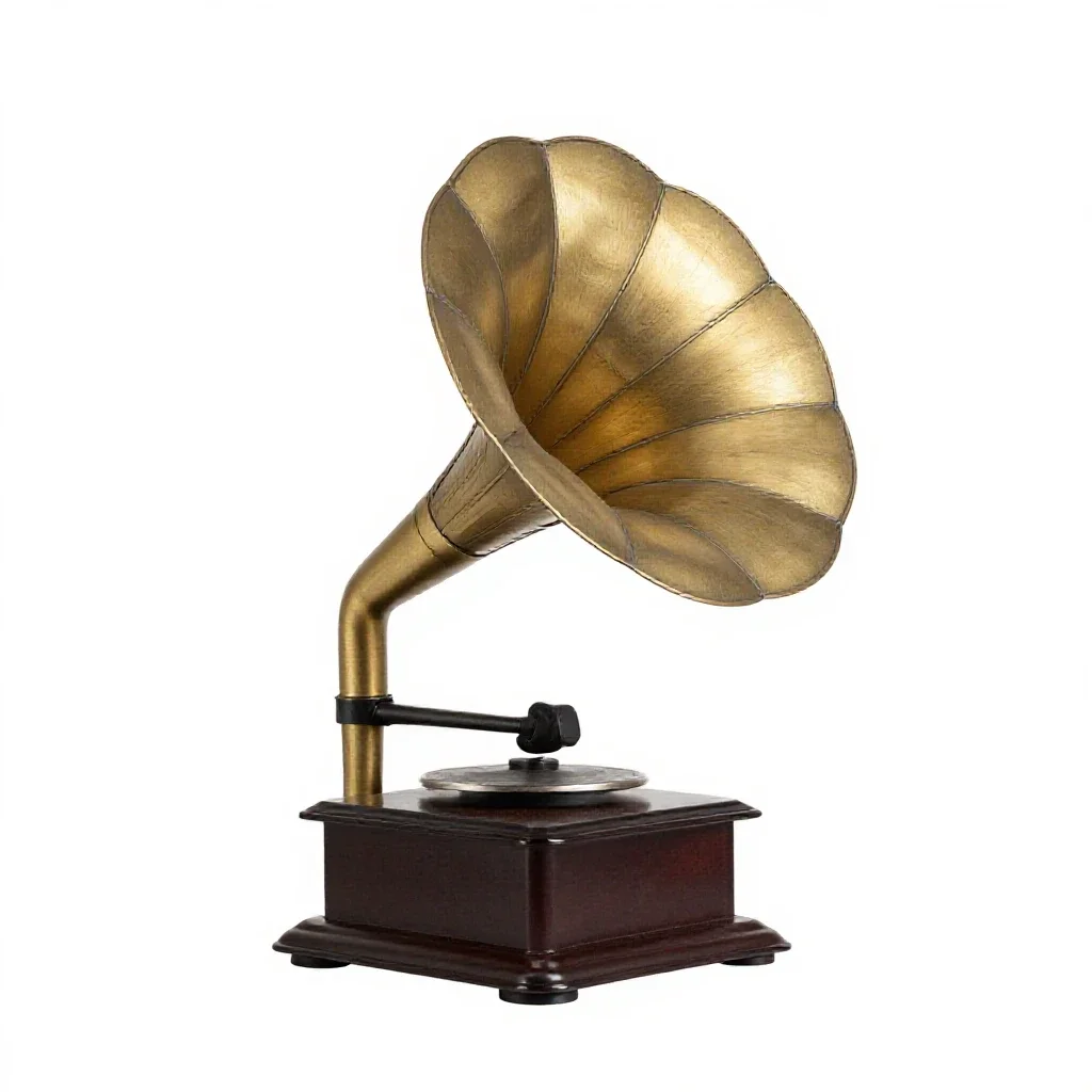 Phonograph with a horn isolated on a white background
