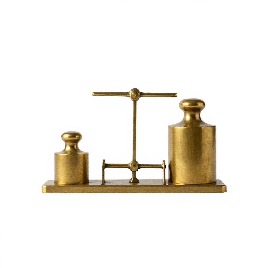 Scale with brass weights isolated on a white background