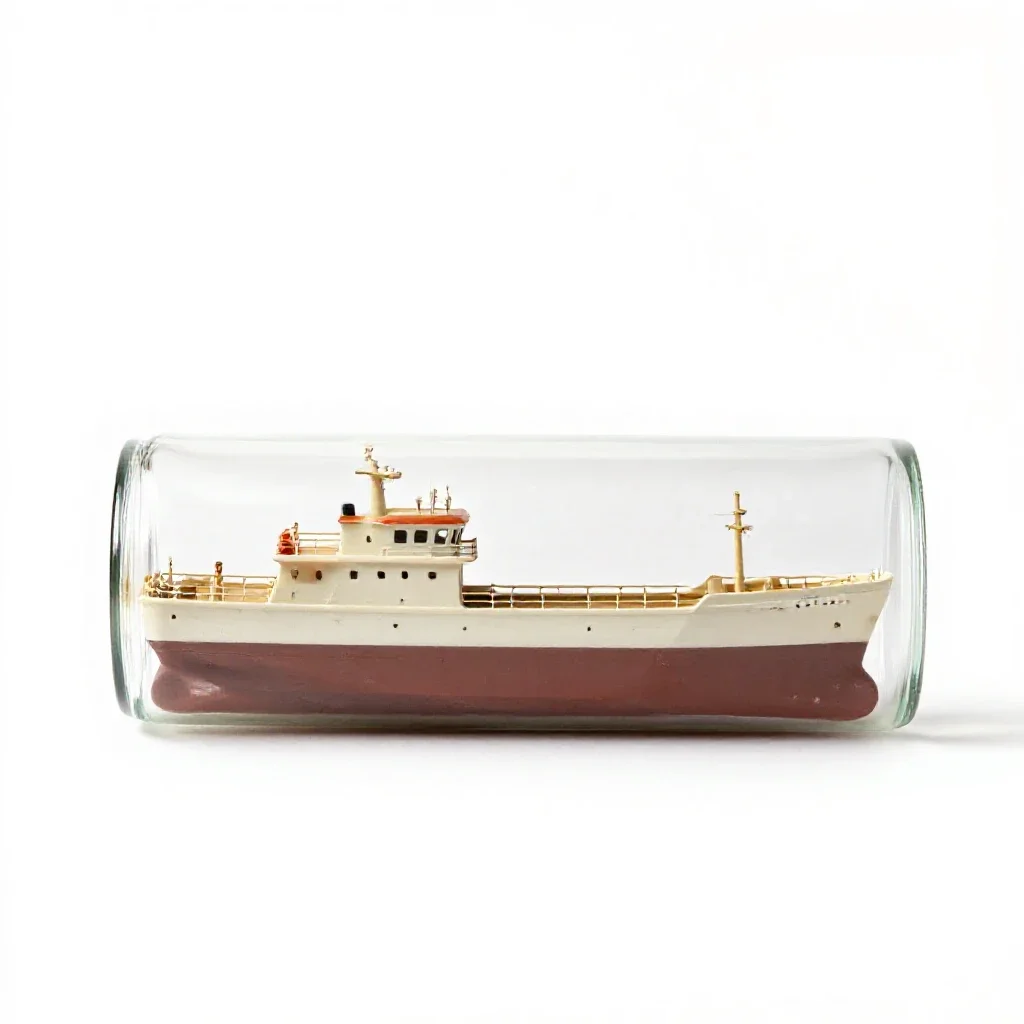 Ship in a bottle isolated on a white background