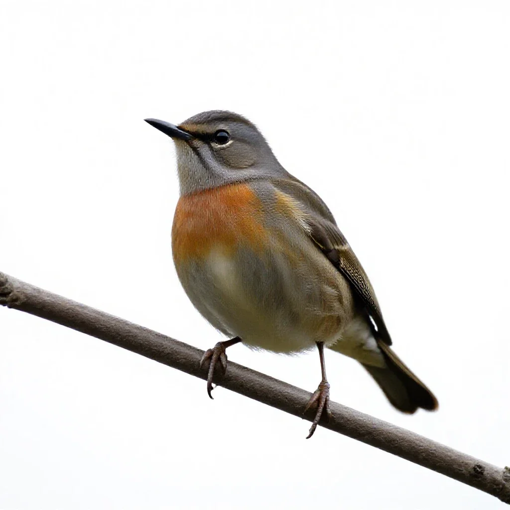 Bellbird on a branch isolated on a white background