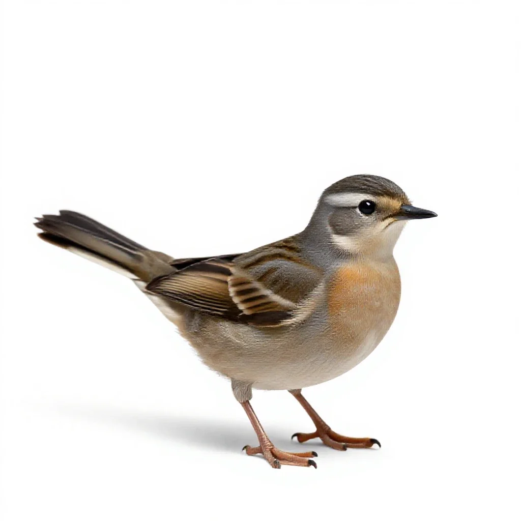 Fantail with its tail spread isolated on a white background