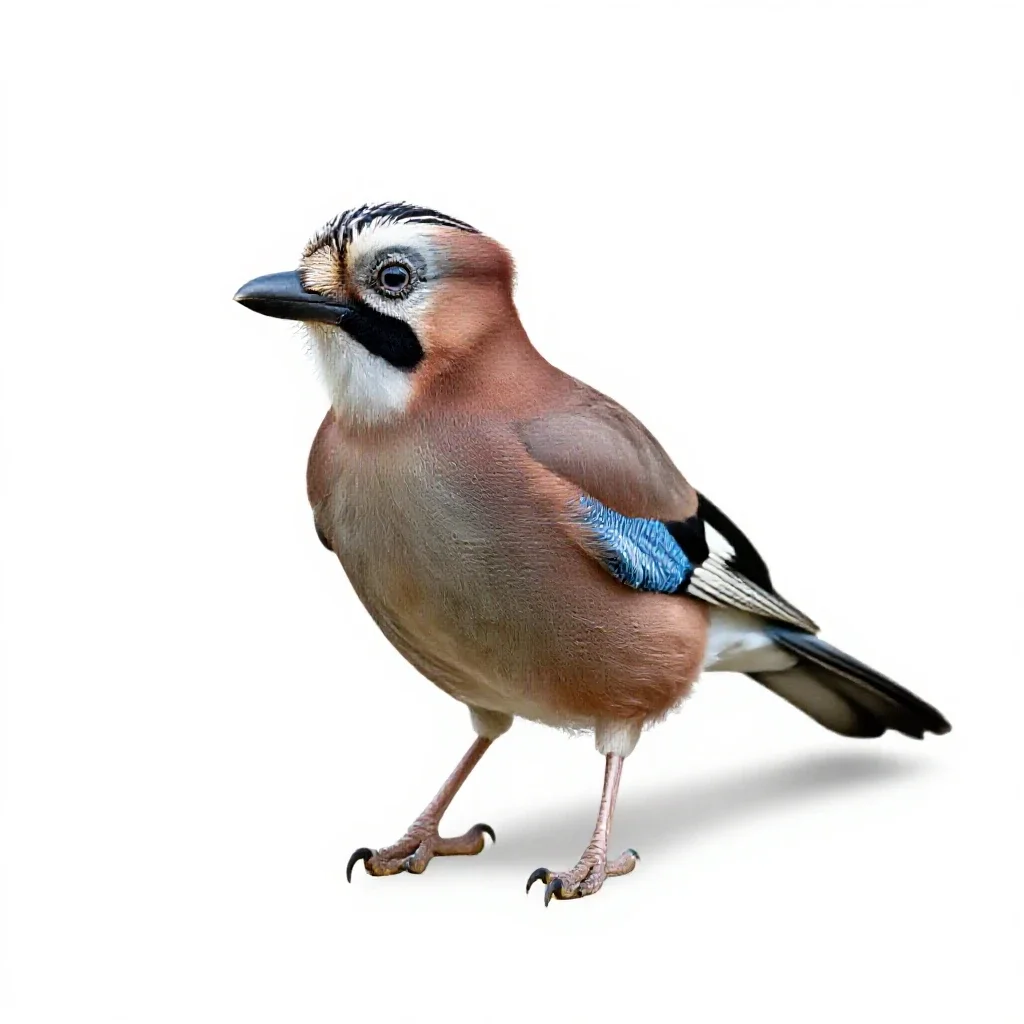 Jay with acorn isolated on a white background