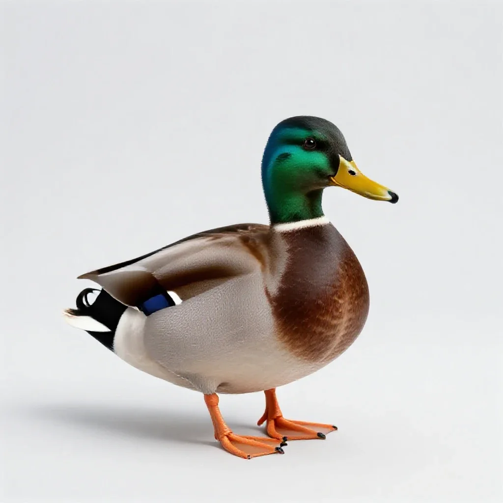 Mallard duck isolated on a white background