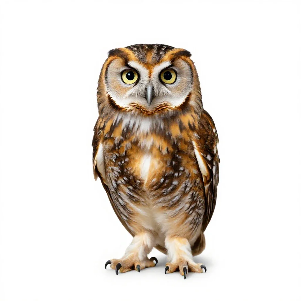 Morepork owl isolated on a white background