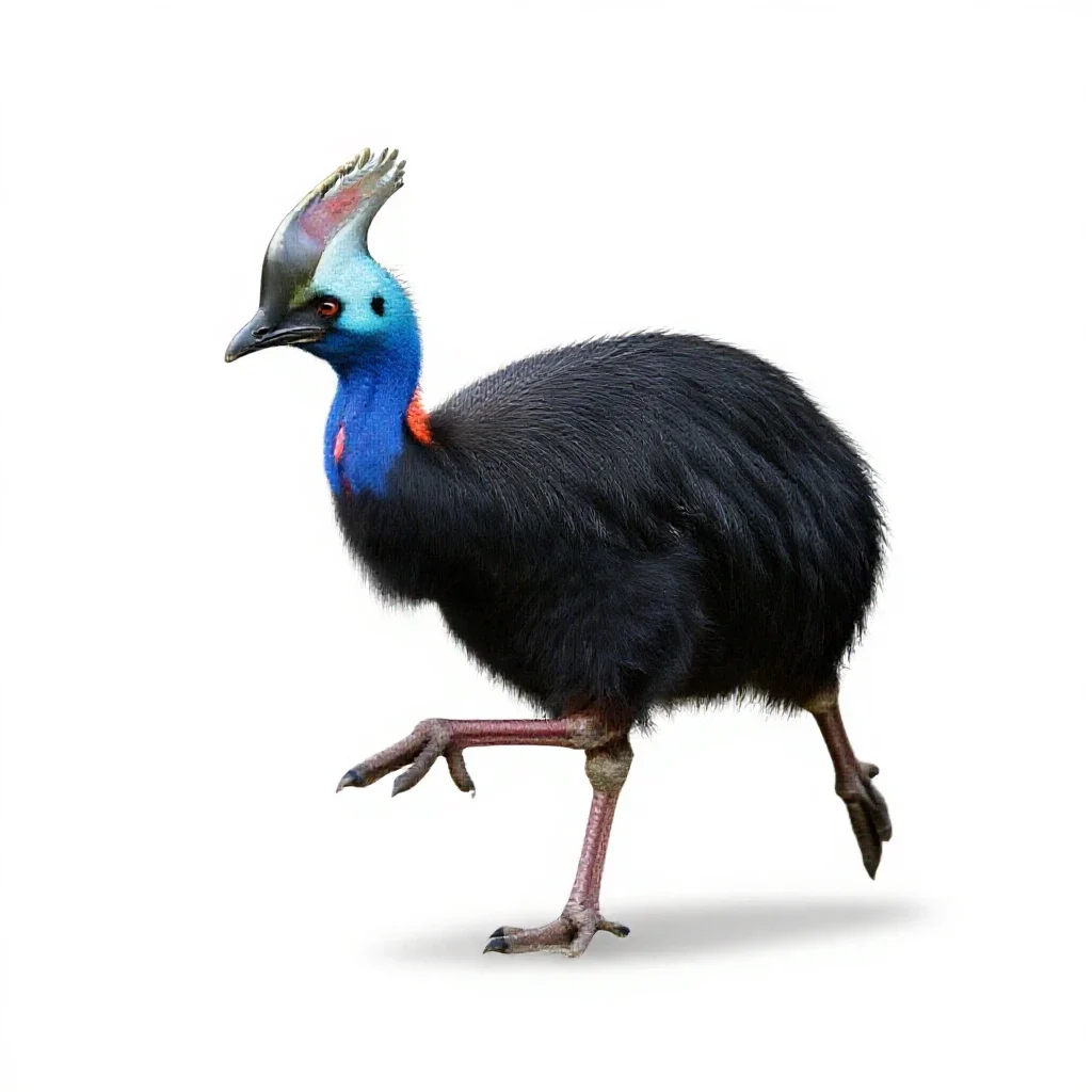 Pukeko mid-stride isolated on a white background