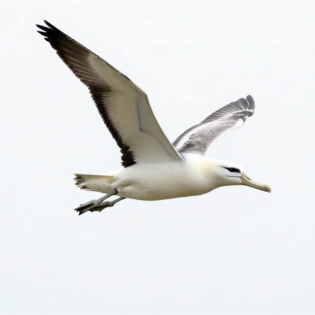 Royal albatross gliding isolated on a white background