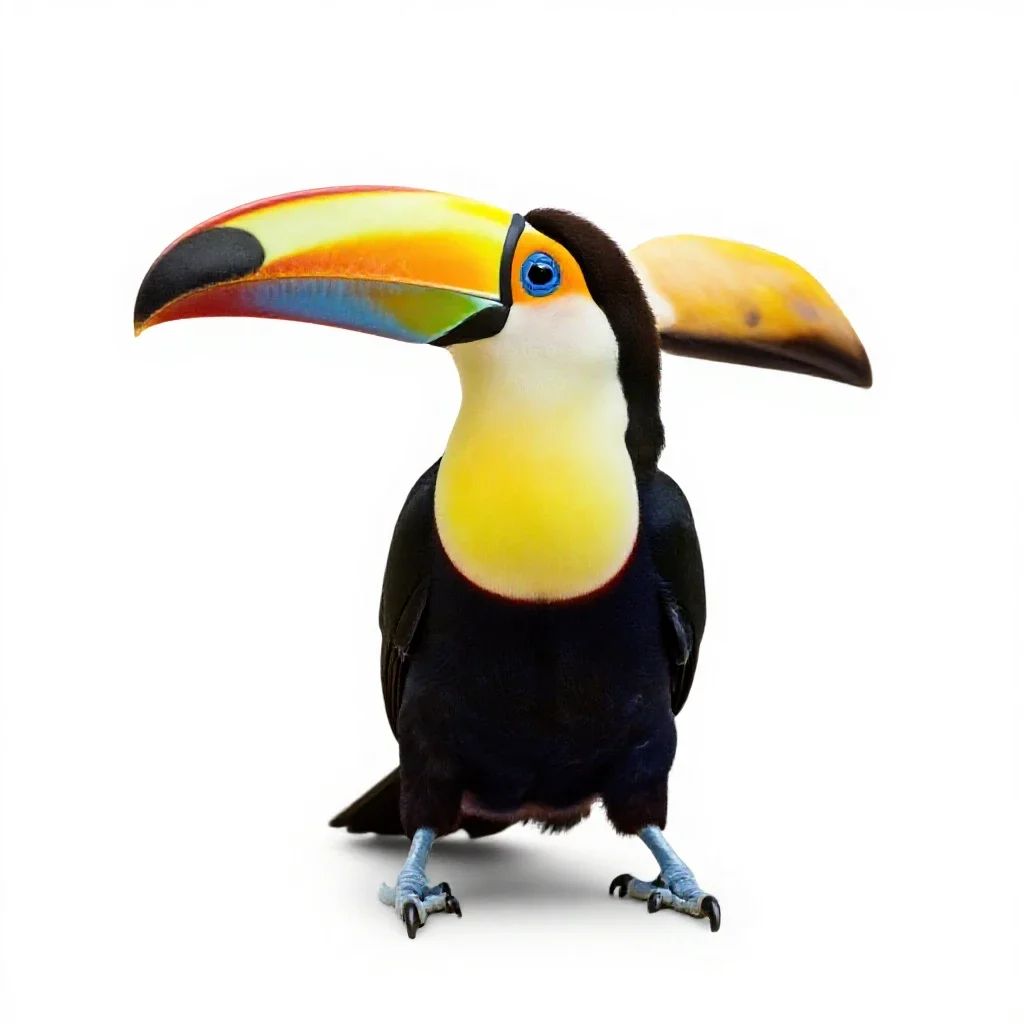Toucan with an oversized bill isolated on a white background