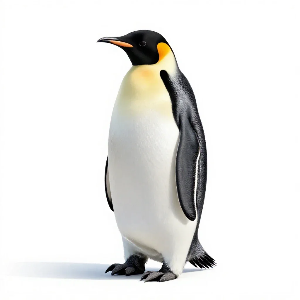Emperor penguin with a chick isolated on a white background