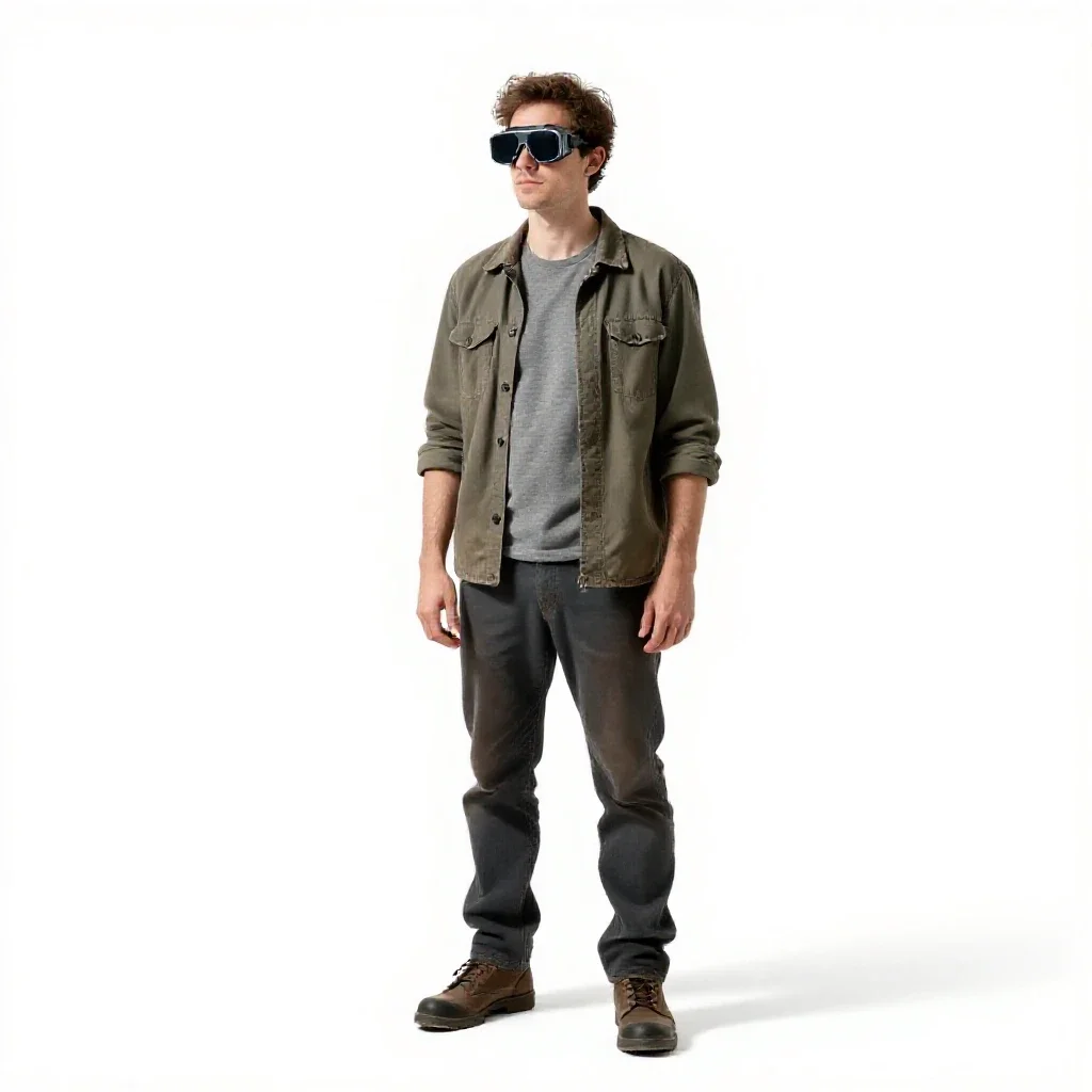 Clockwork tinkerer with goggles isolated on a white background