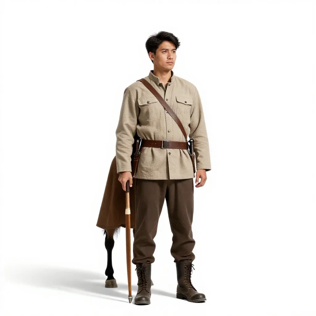 Mounted steppe archer isolated on a white background