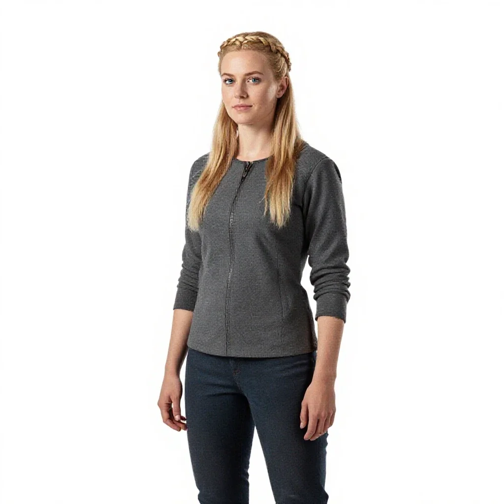 Shieldmaiden with a braided crown isolated on a white background