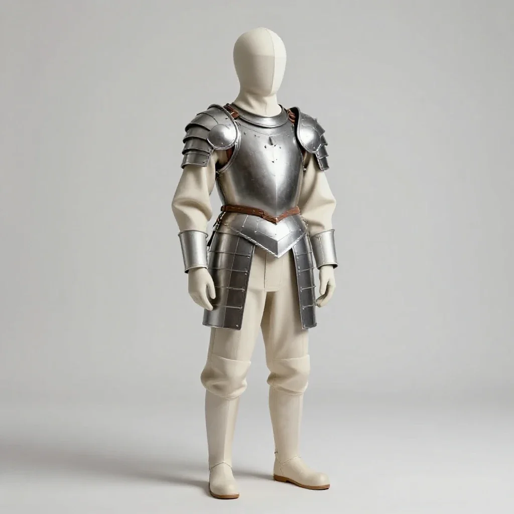Temple guardian in ceremonial armour isolated on a white background