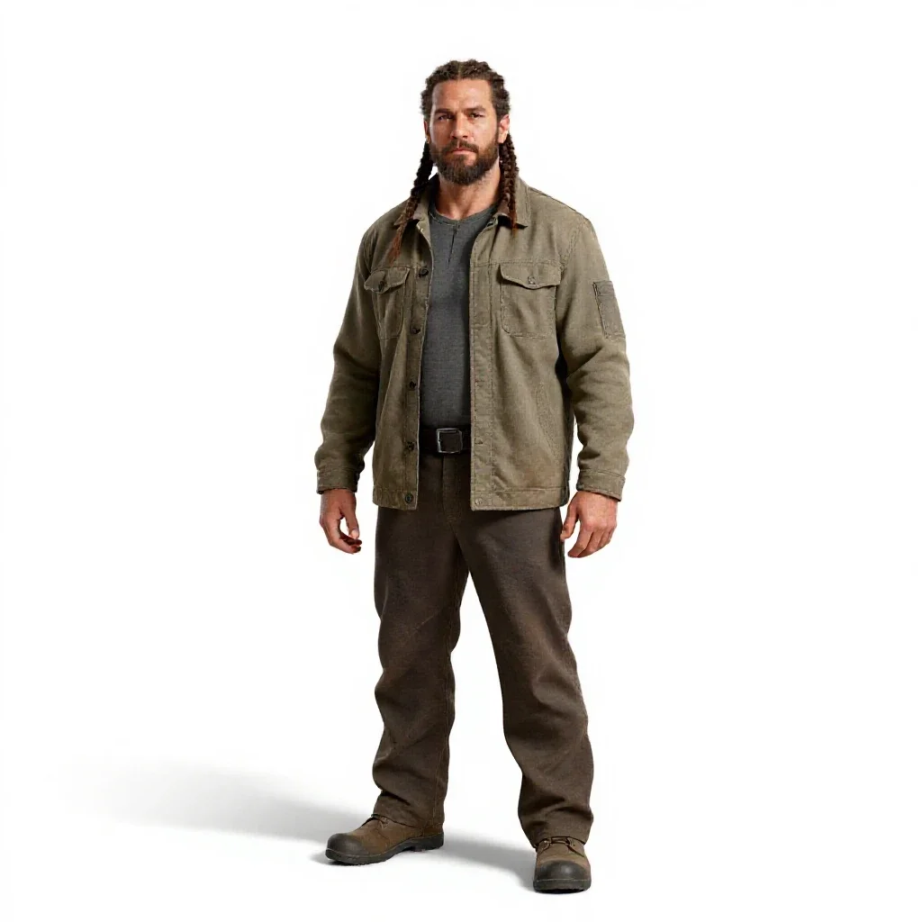 Orc chieftain with braided hair isolated on a white background