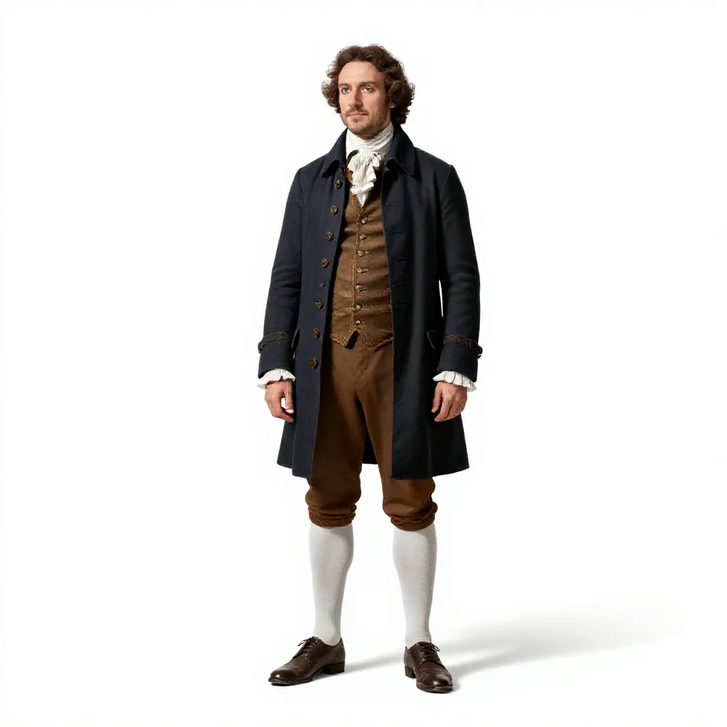 Colonial cartographer isolated on a white background
