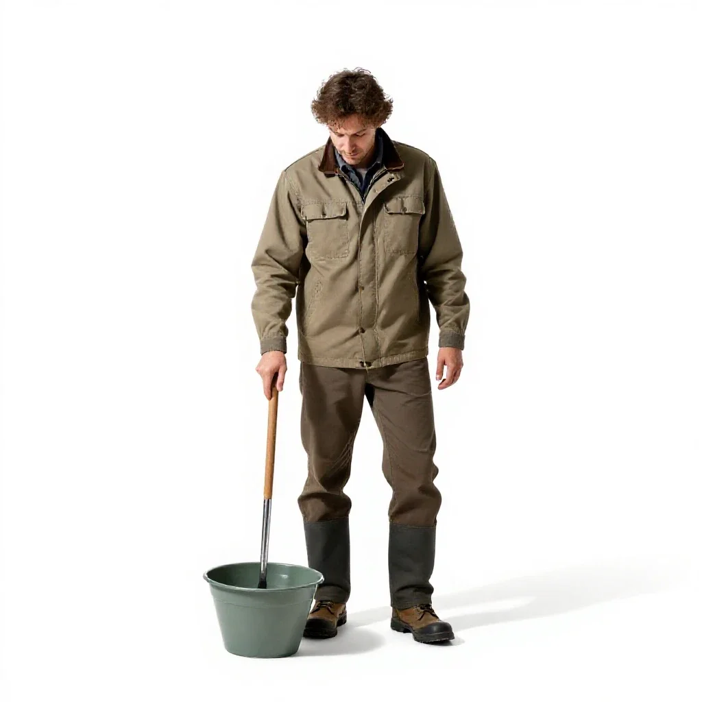 Frontier prospector panning isolated on a white background