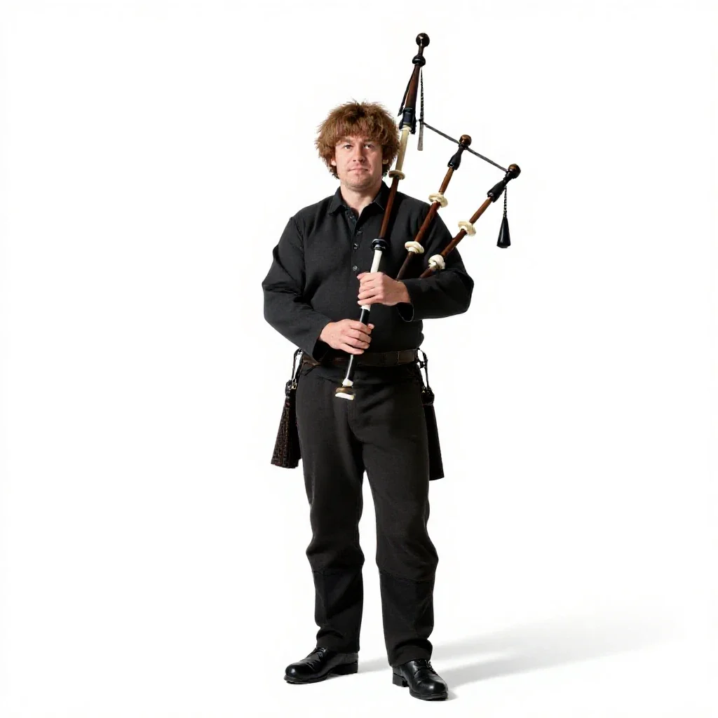 Highland piper isolated on a white background