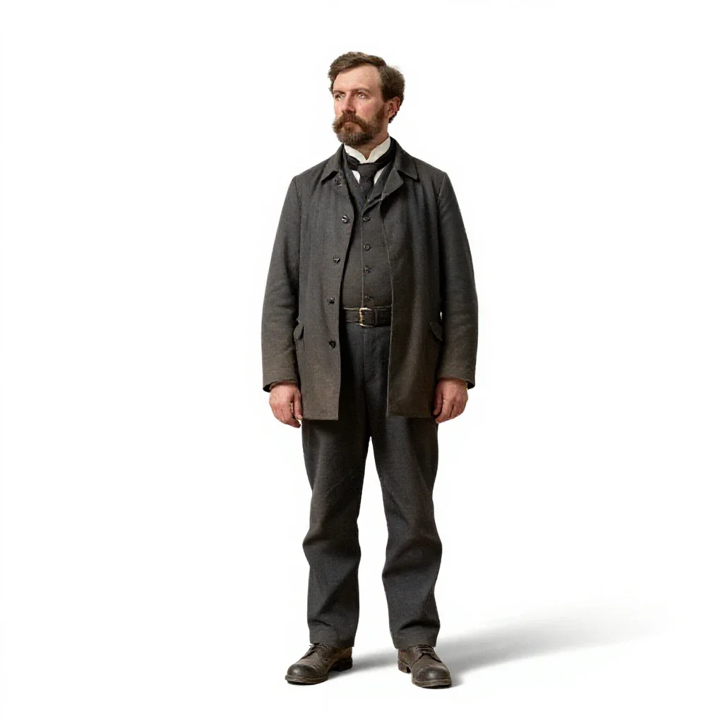 Lighthouse keeper of 1890 isolated on a white background