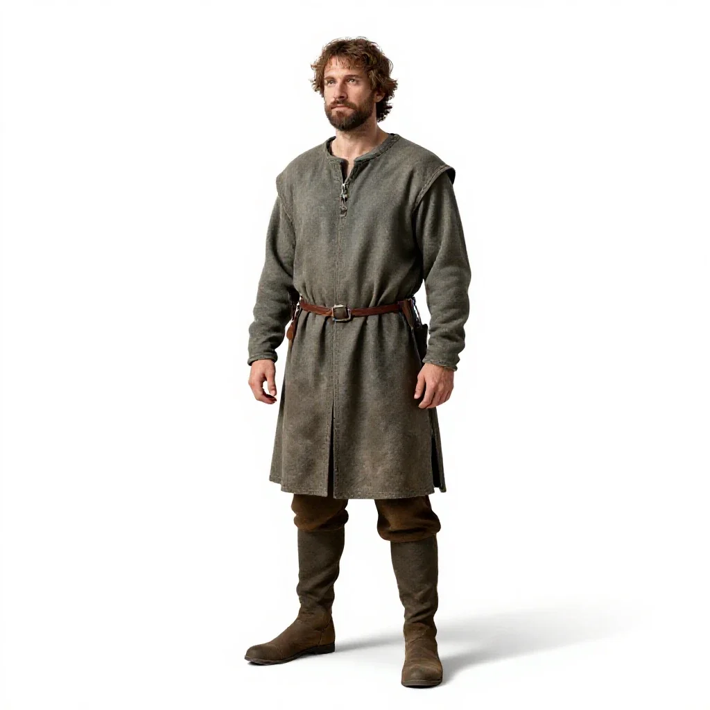 Medieval stonemason isolated on a white background