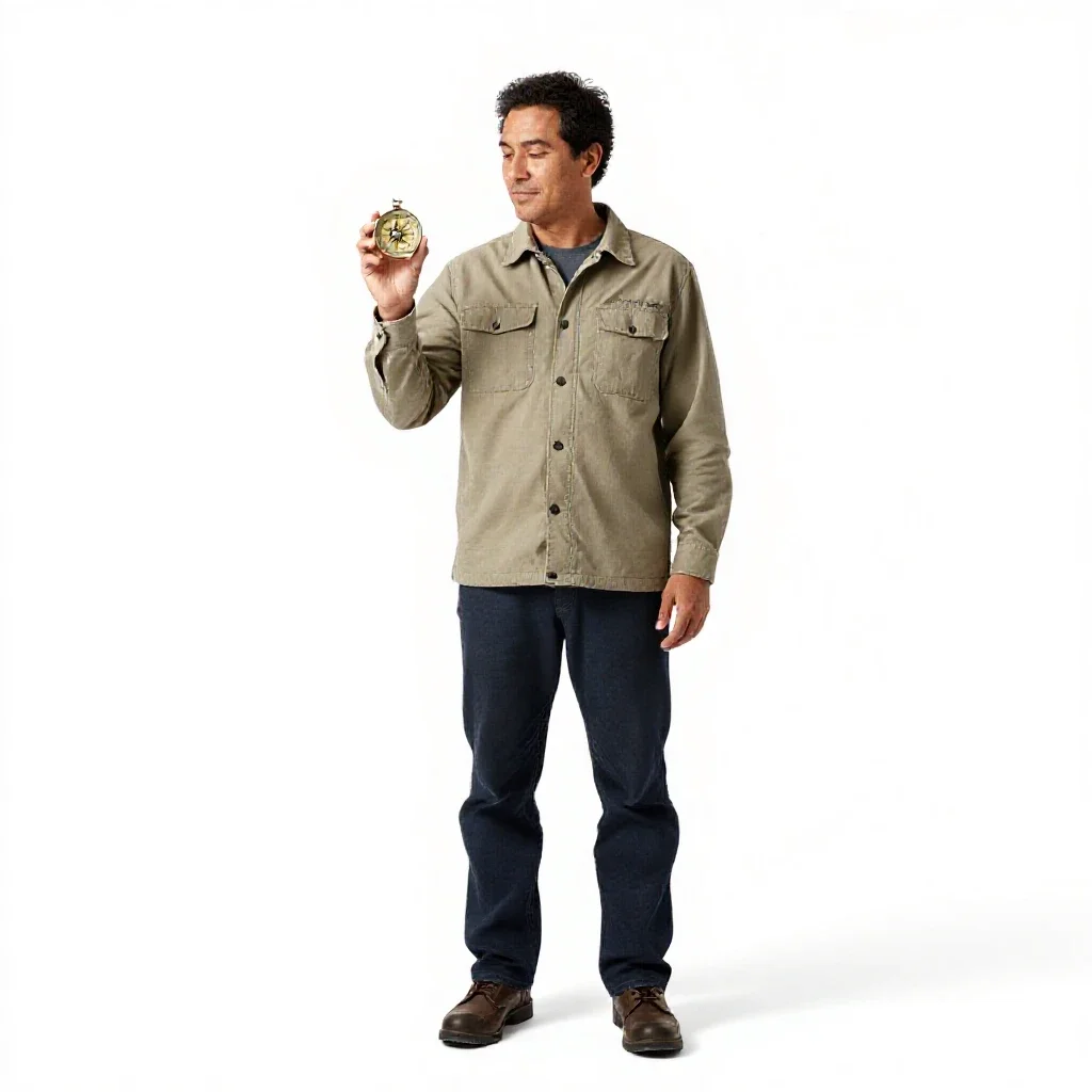 Pacific navigator with a star compass isolated on a white background