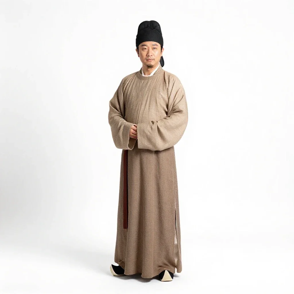 Tang dynasty court musician isolated on a white background