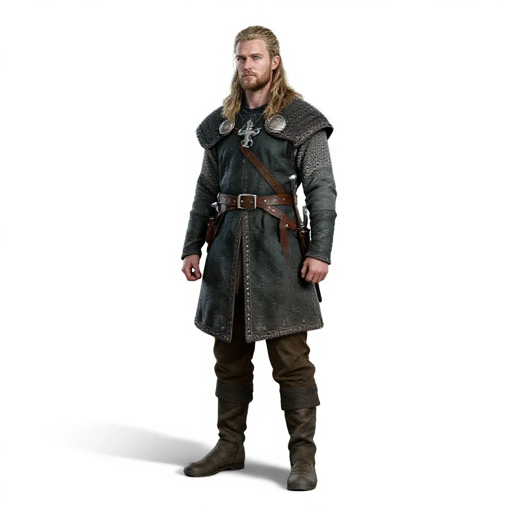 Viking shieldmaiden isolated on a white background