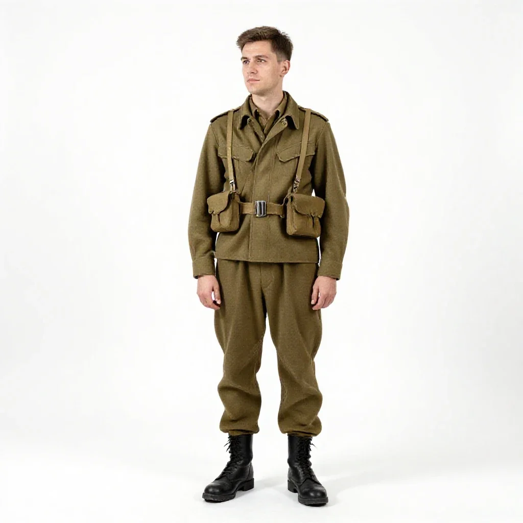 Wartime radio operator isolated on a white background