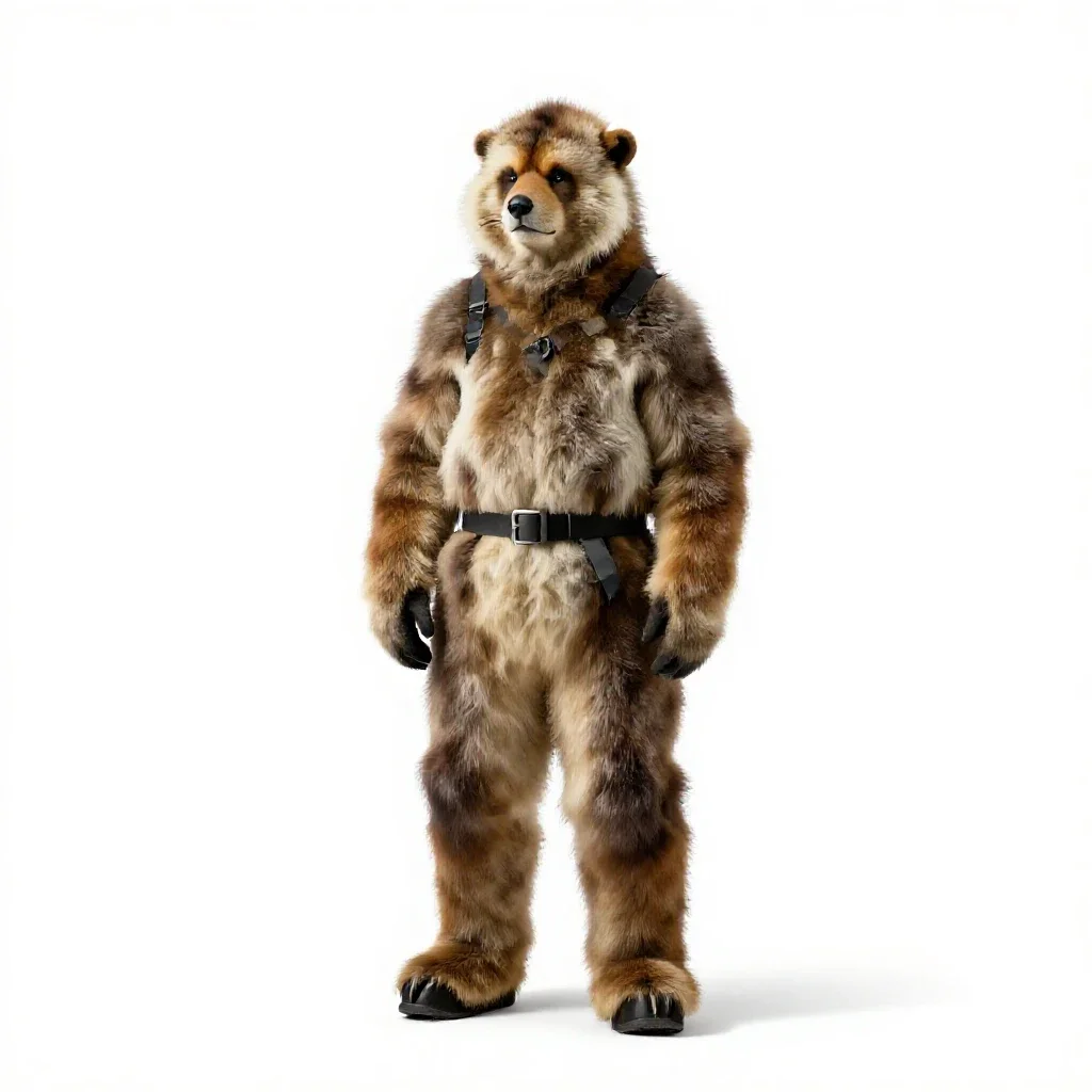 Antarctic explorer in furs isolated on a white background