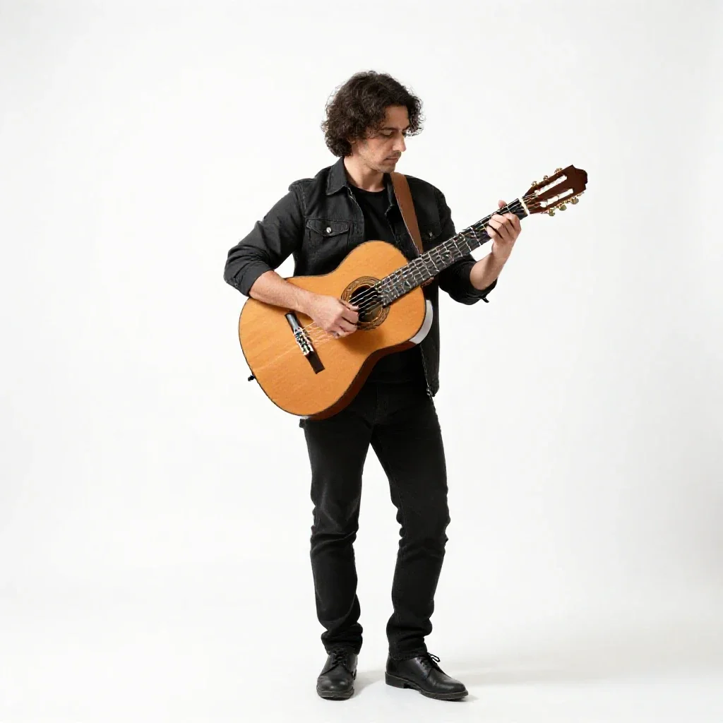 Flamenco guitarist isolated on a white background