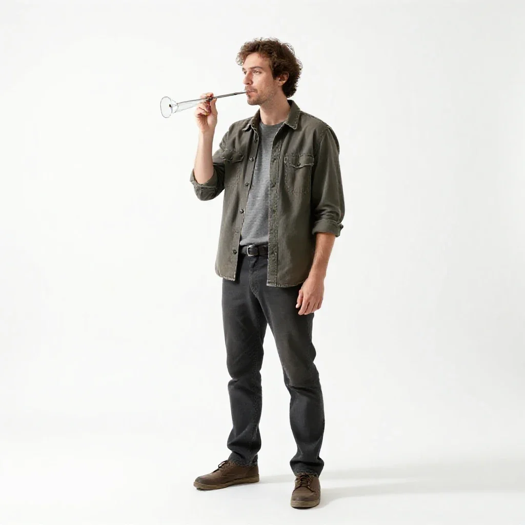 Glassblower with a blowpipe isolated on a white background