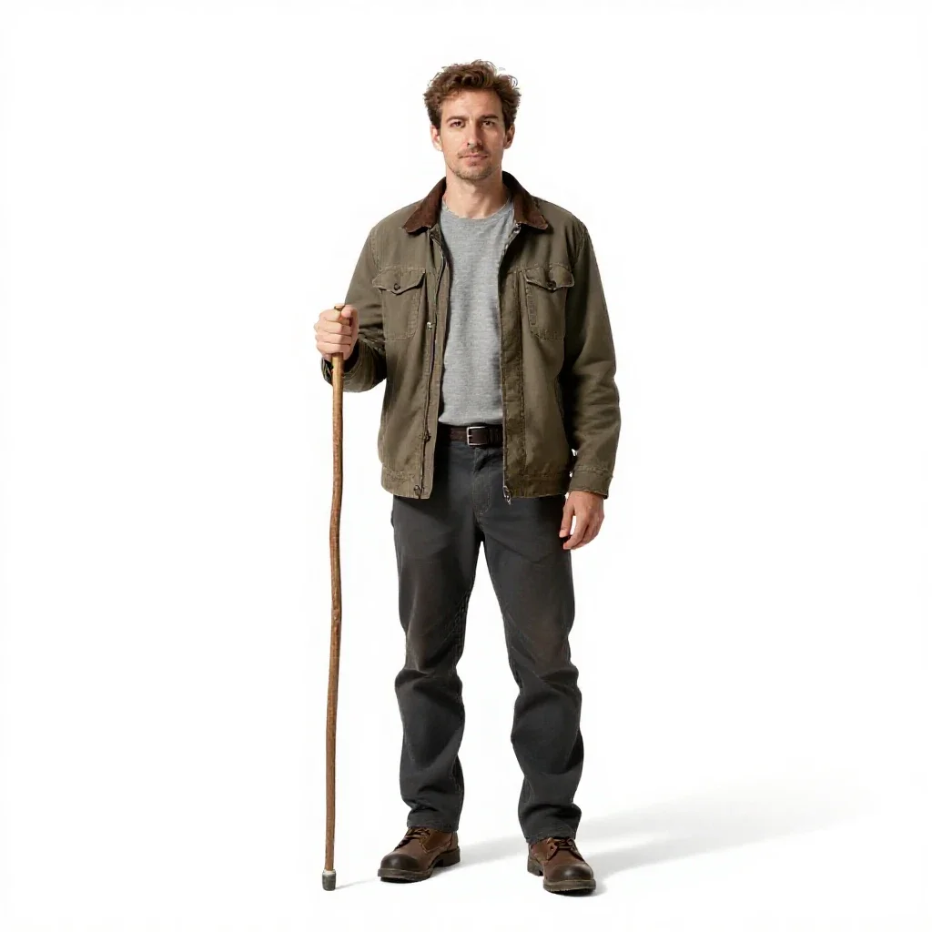 Shepherd with a crook isolated on a white background