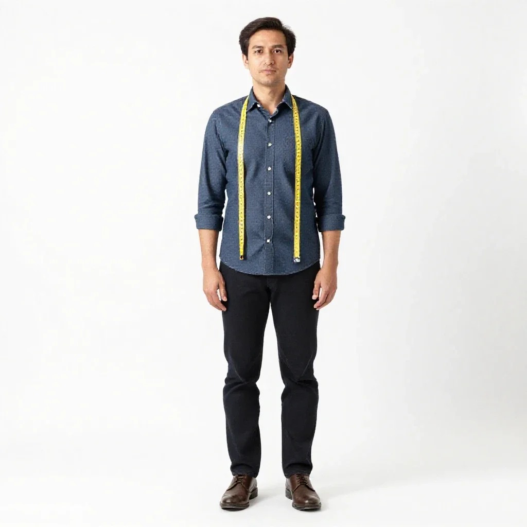 Tailor with a tape measure isolated on a white background