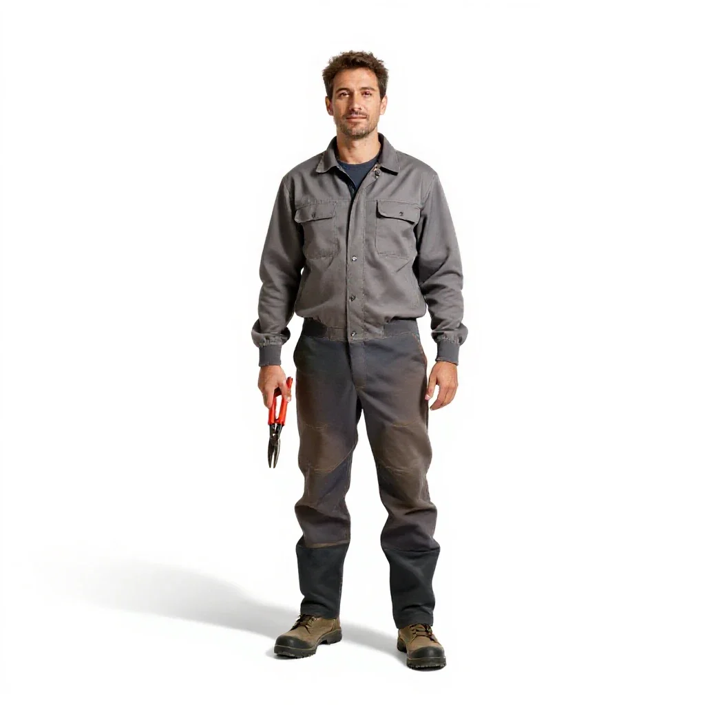 Vineyard worker with secateurs isolated on a white background