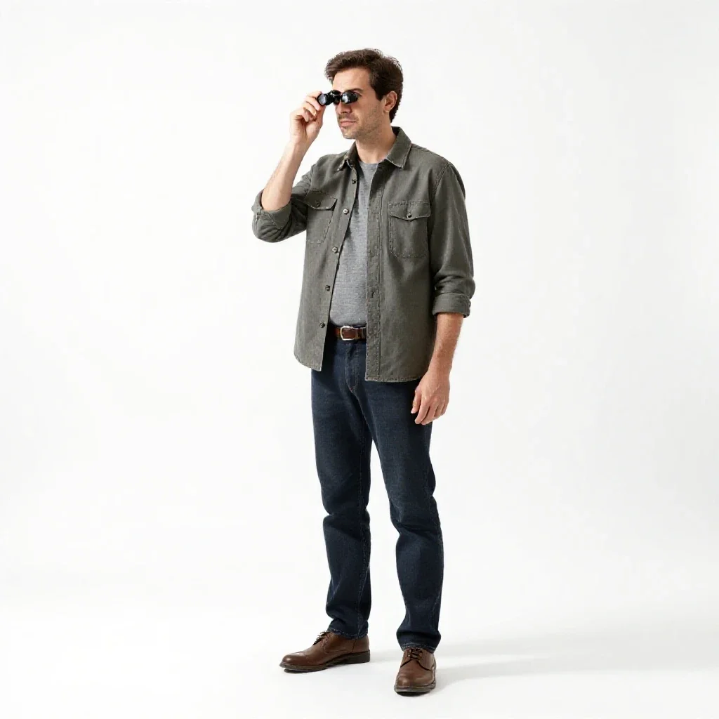 Watchmaker with a loupe isolated on a white background