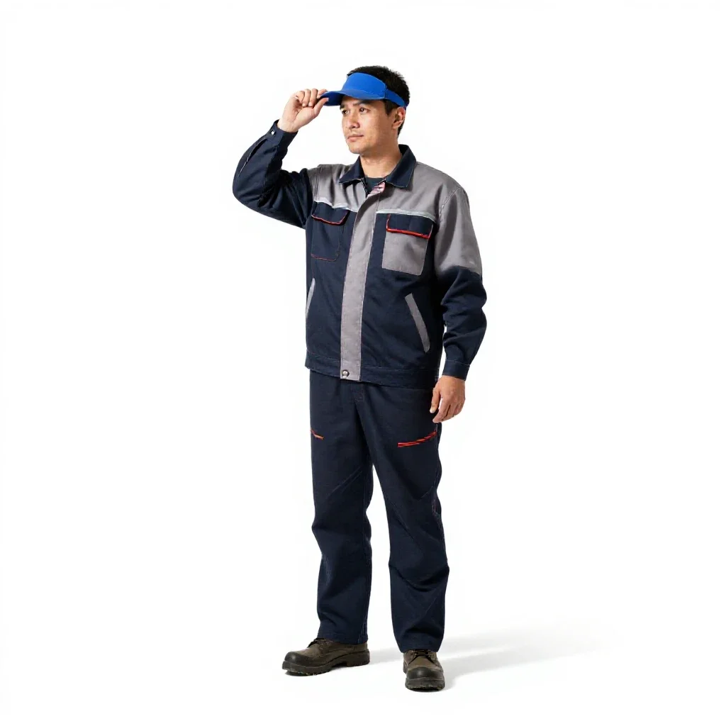 Welder lifting a visor isolated on a white background