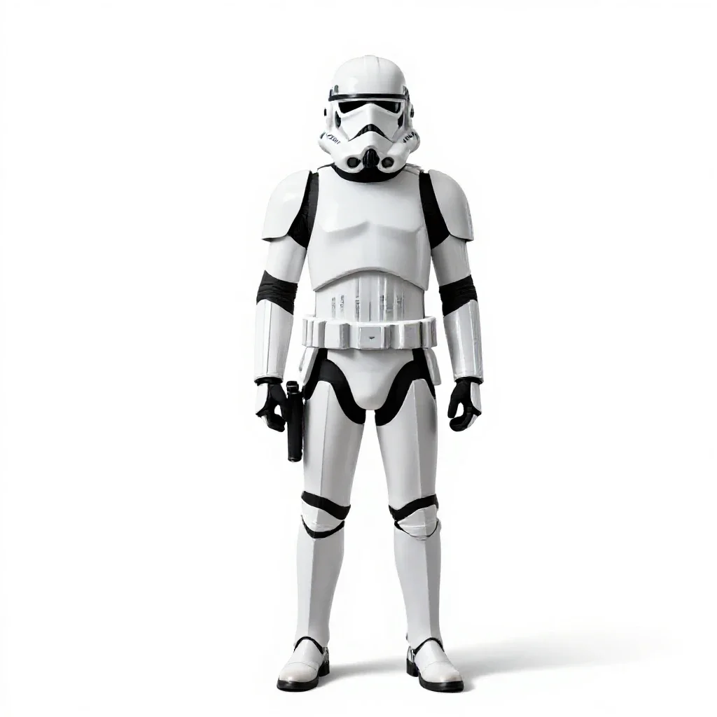 Clone trooper without a helmet isolated on a white background