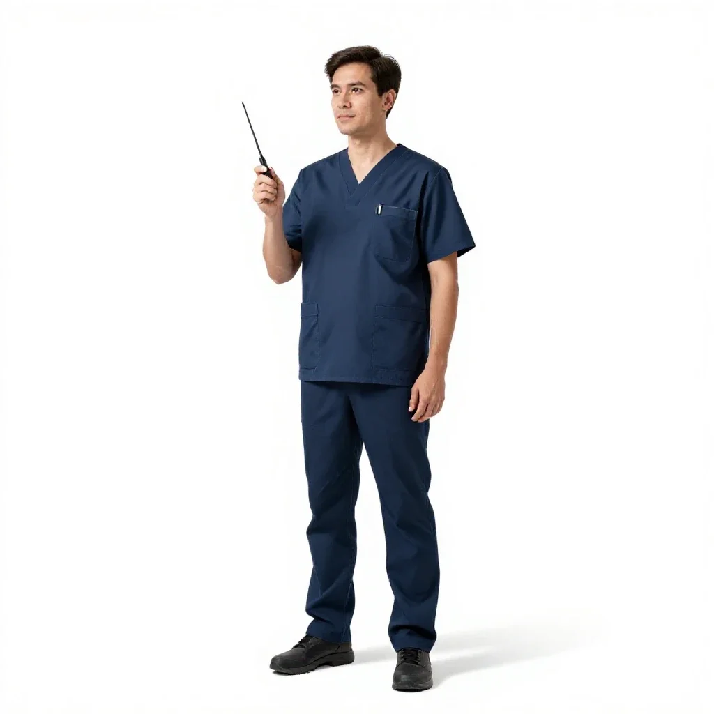 Colony medic with a diagnostic wand isolated on a white background