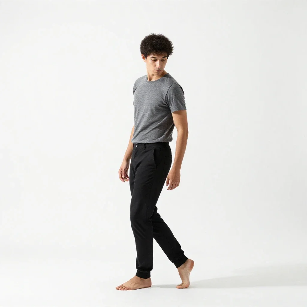 Low-gravity dancer isolated on a white background