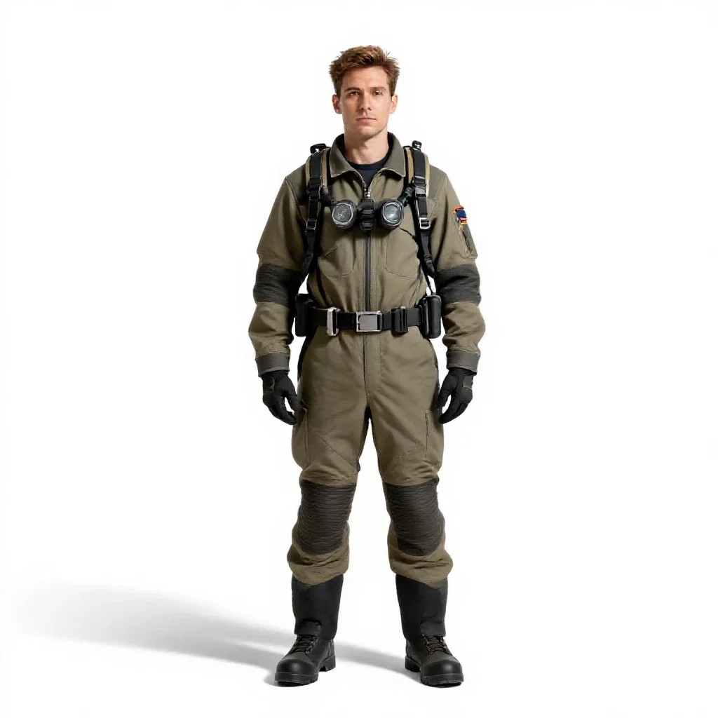 Planetary ranger with a rebreather isolated on a white background
