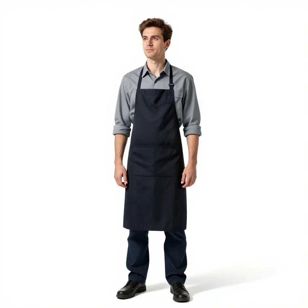 Starship cook in a galley apron isolated on a white background