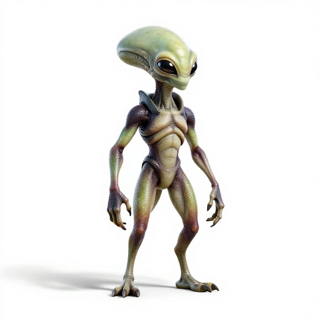 Chitinous alien scout isolated on a white background