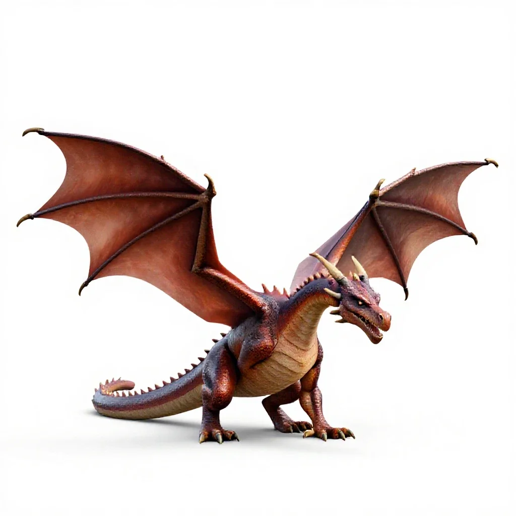 Dragon with folded wings isolated on a white background