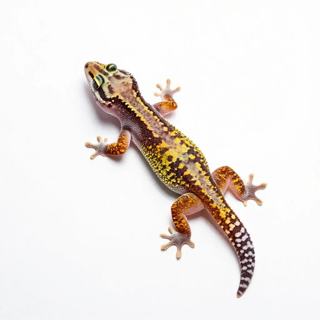 Gecko on glass isolated on a white background
