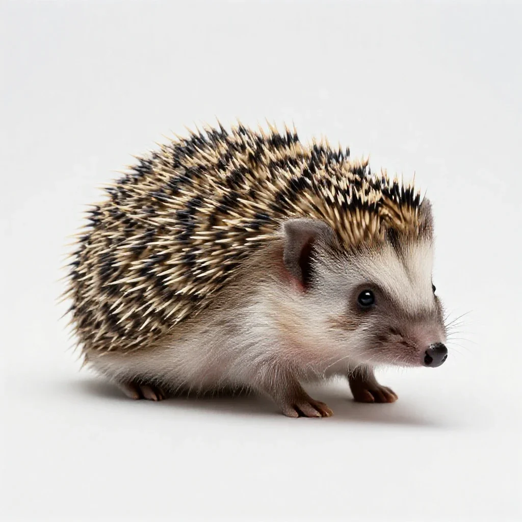 Hedgehog curled up isolated on a white background