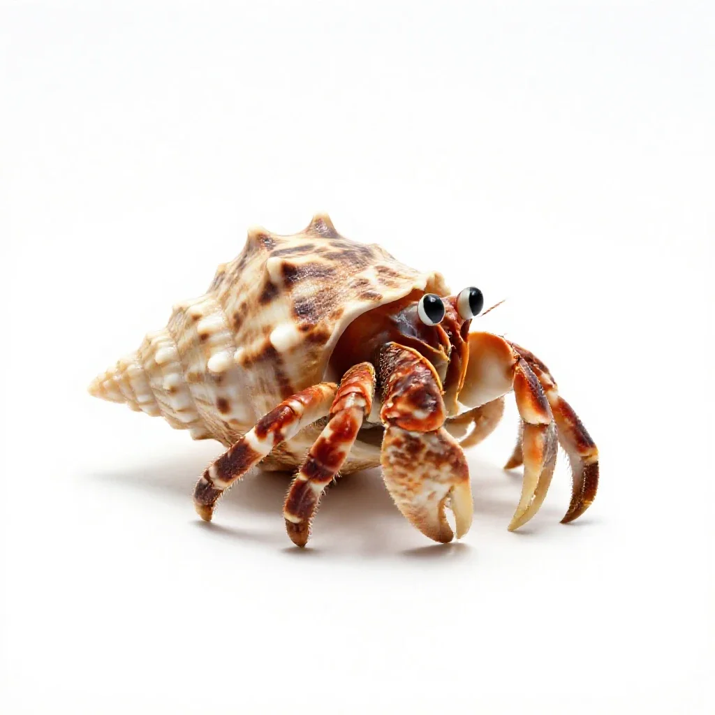 Hermit crab in a shell isolated on a white background