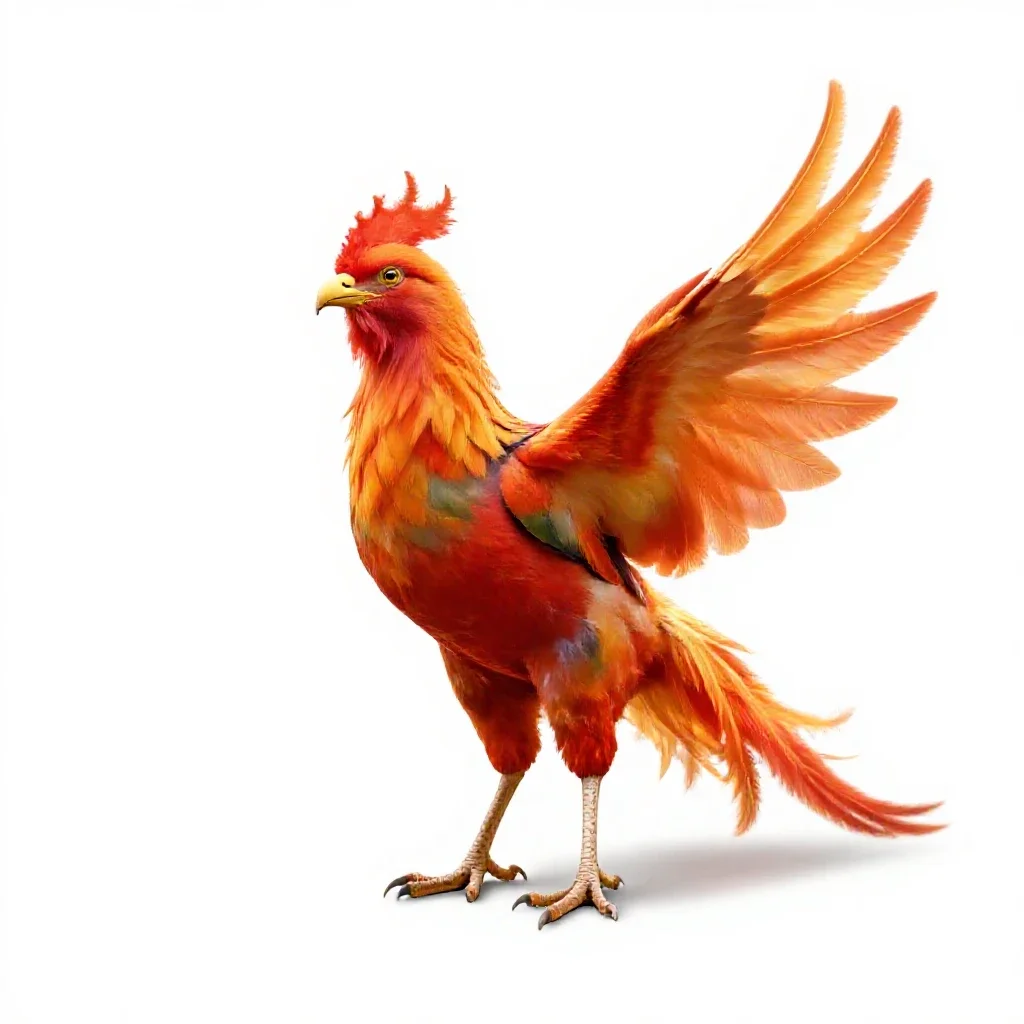 Phoenix in flame isolated on a white background